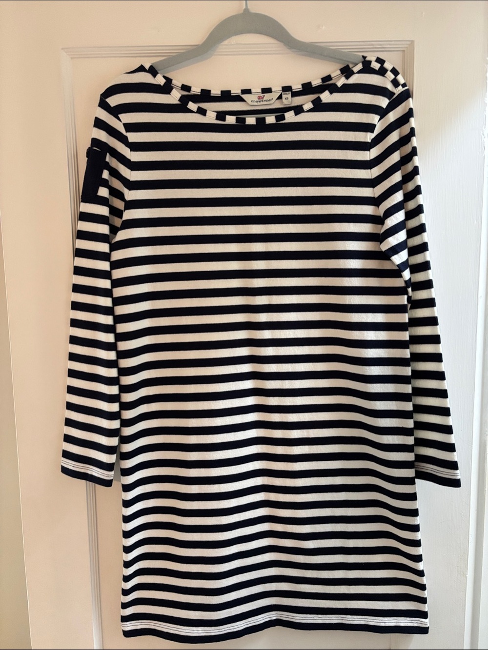 Striped Navy and White Boatneck Women’s Dress